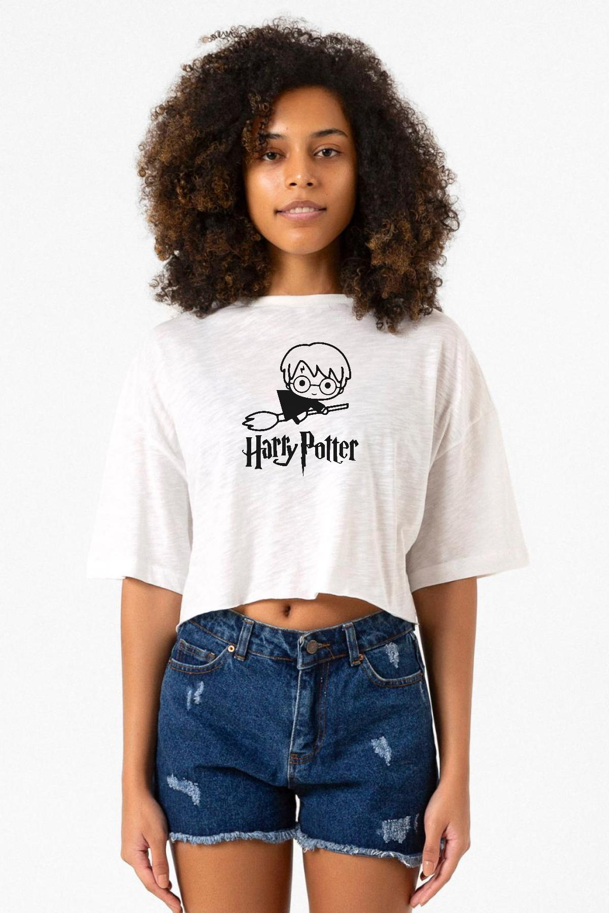 HP Fly Beyaz Kırçıllı Kadın Crop Tshirt