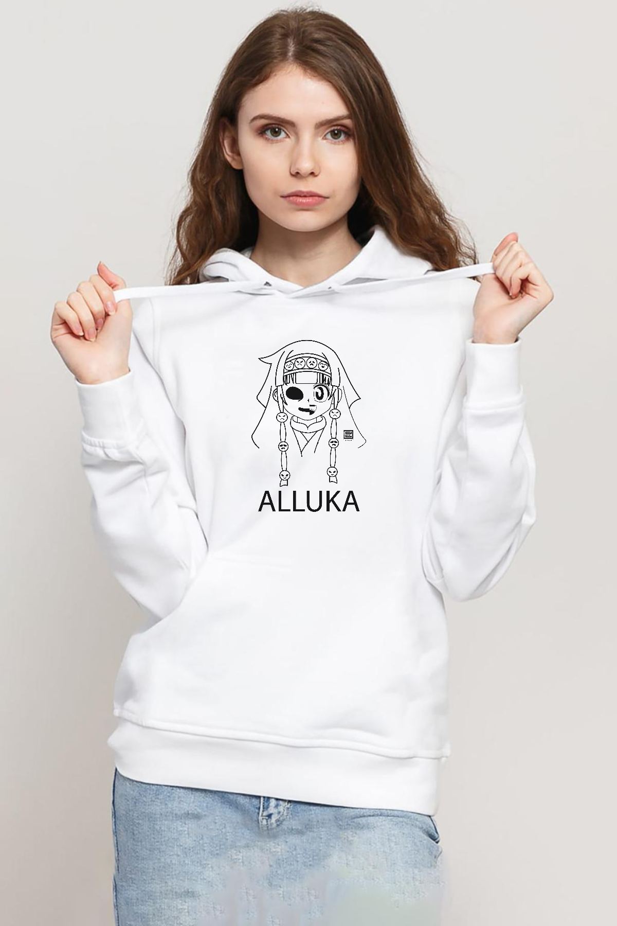 Hunter x Hunter Anime Alluka Beyaz Kadın 3ip Kapşonlu Sweatshirt