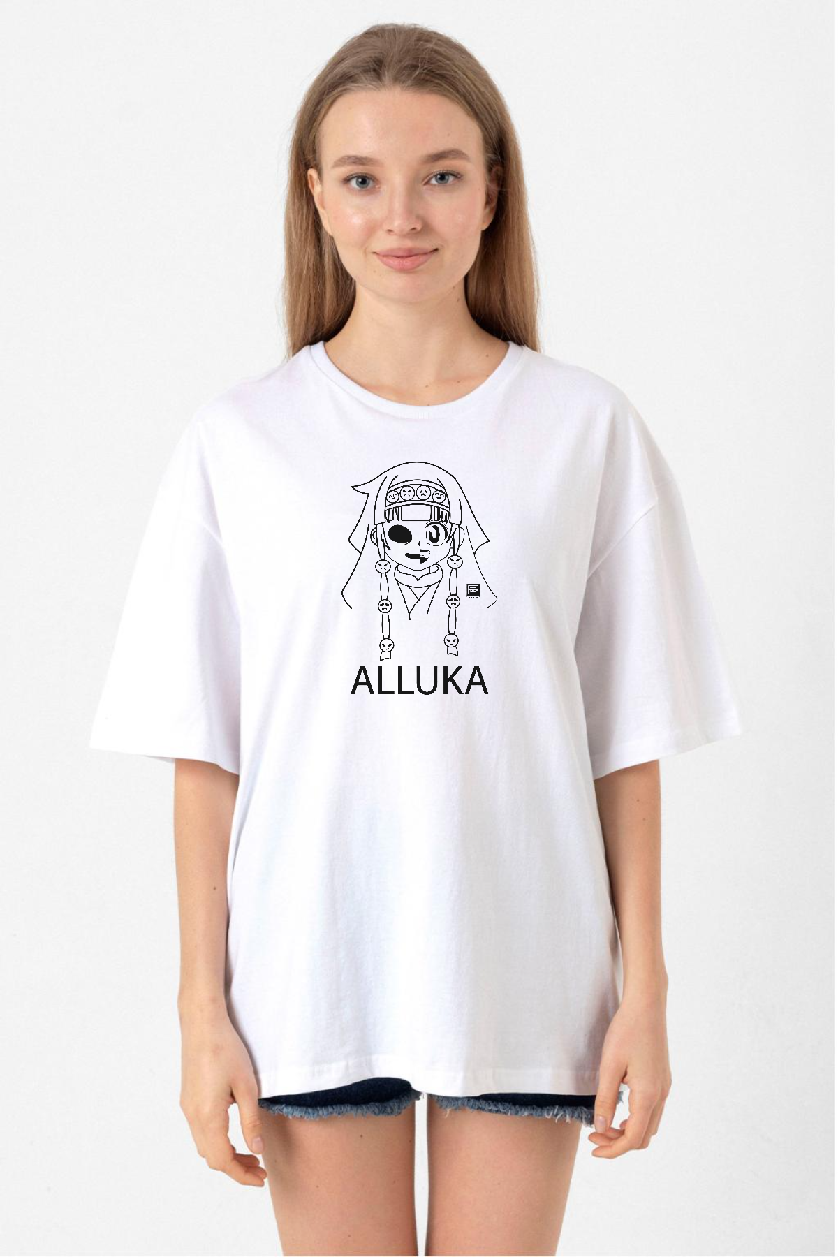 Hunter x Hunter Anime Alluka Beyaz Kadın Oversize Tshirt