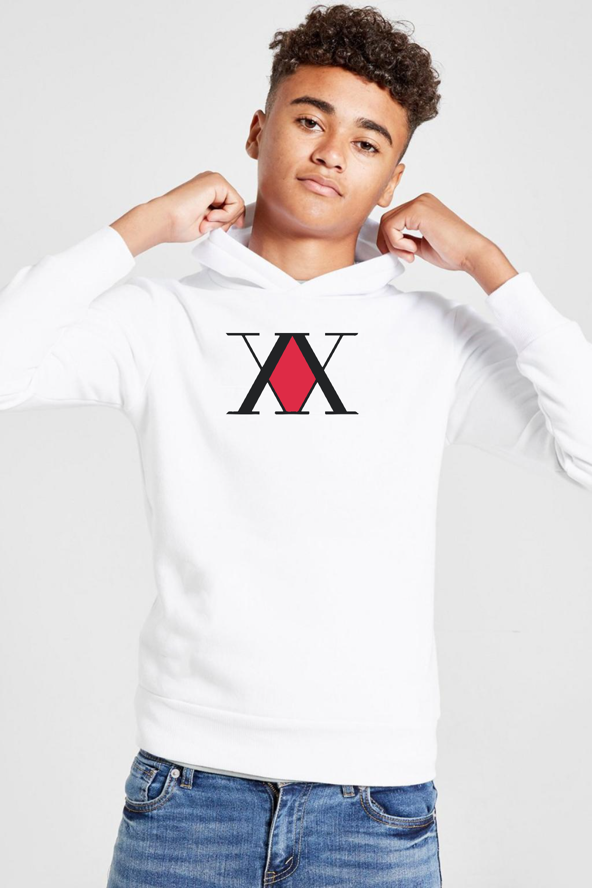 Hunter x Hunter Anime Logo Beyaz Çocuk 3ip Kapşonlu  Sweatshirt