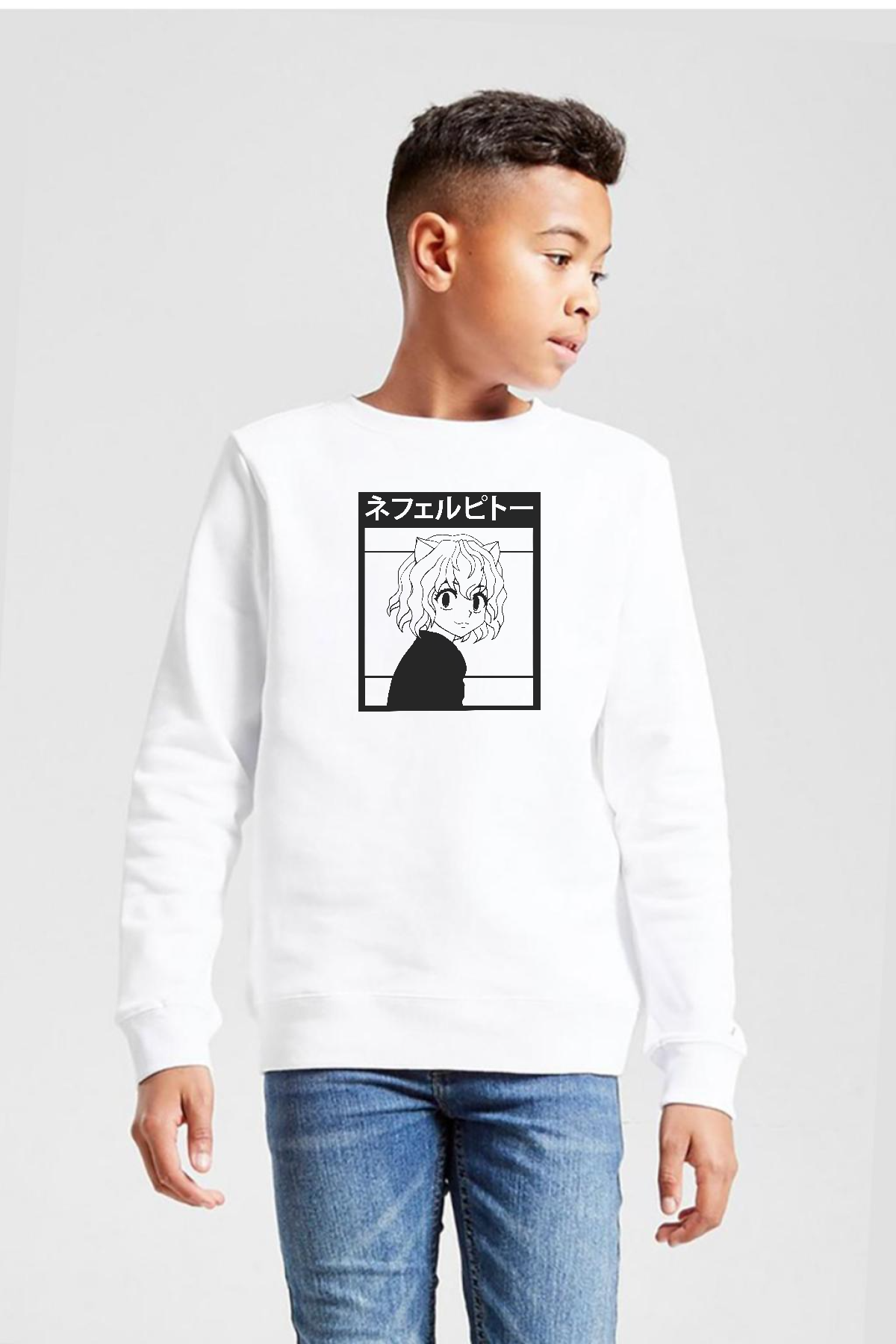 Hunter x Hunter Anime Neferpitou Beyaz Çocuk 2ip Sweatshirt