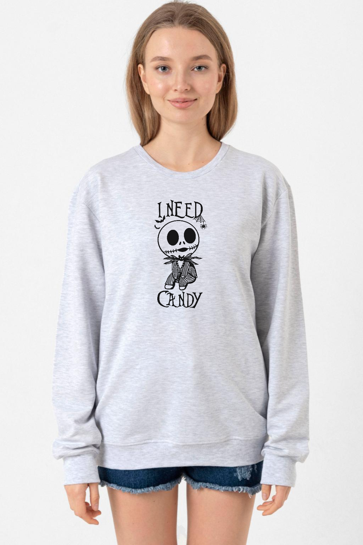 Jack Skellington I Need Candy Grimelanj Kadın 2ip Sweatshirt