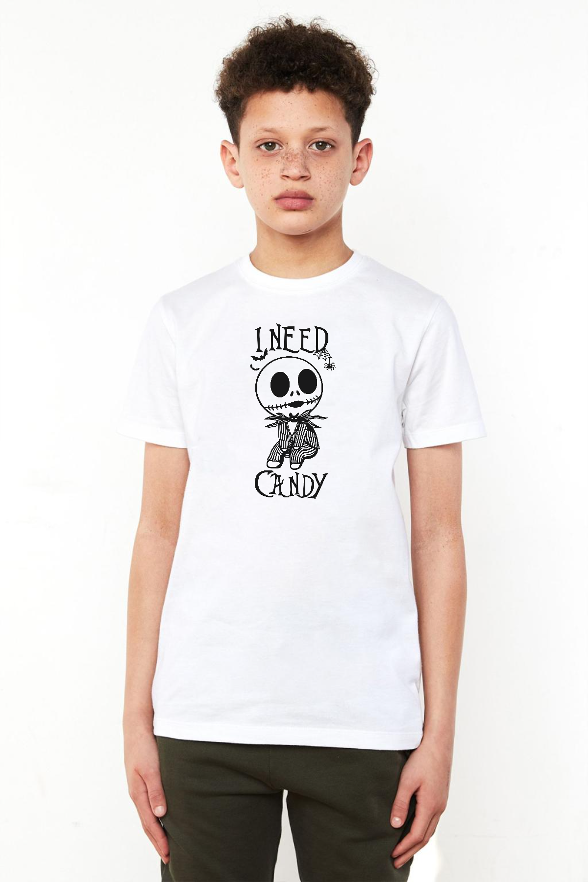 Jack Skellington I Need Candy Beyaz Çocuk Bisikletyaka Tshirt