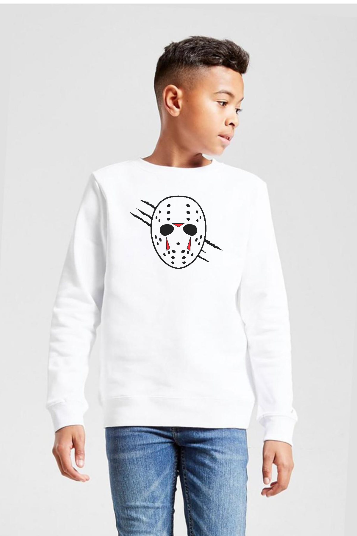 Jason Voorhees Facemask Beyaz Çocuk 2ip Sweatshirt