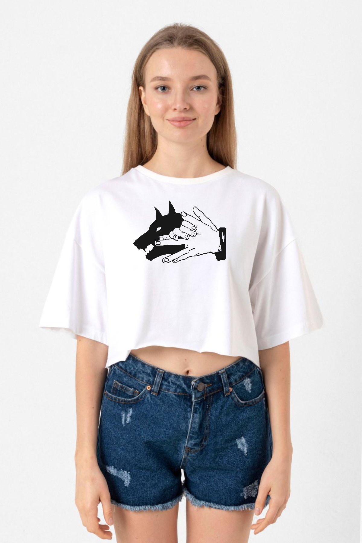 Jujutsu Kaisen Anime Divine Dogs Beyaz Kadın Crop Tshirt