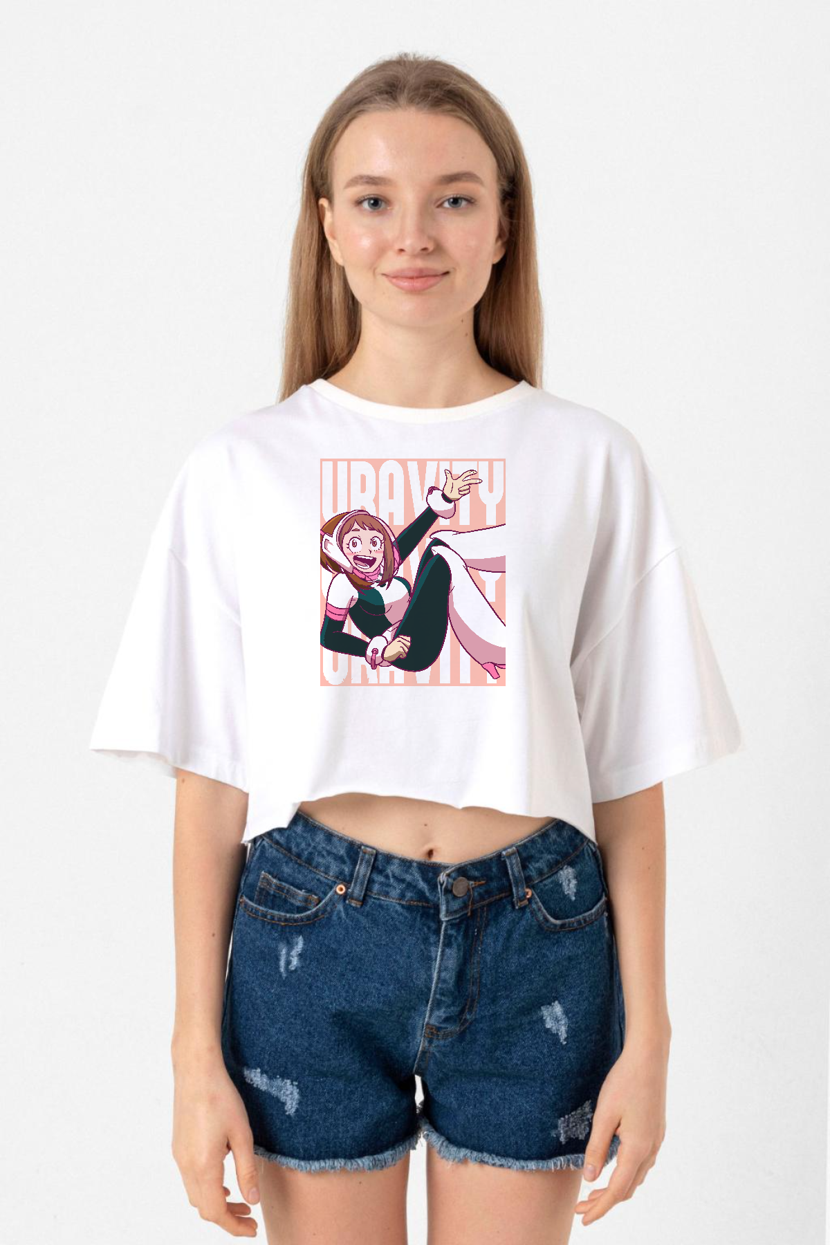 My Hero Academia Uravity Minimal Beyaz Kadın Crop Tshirt