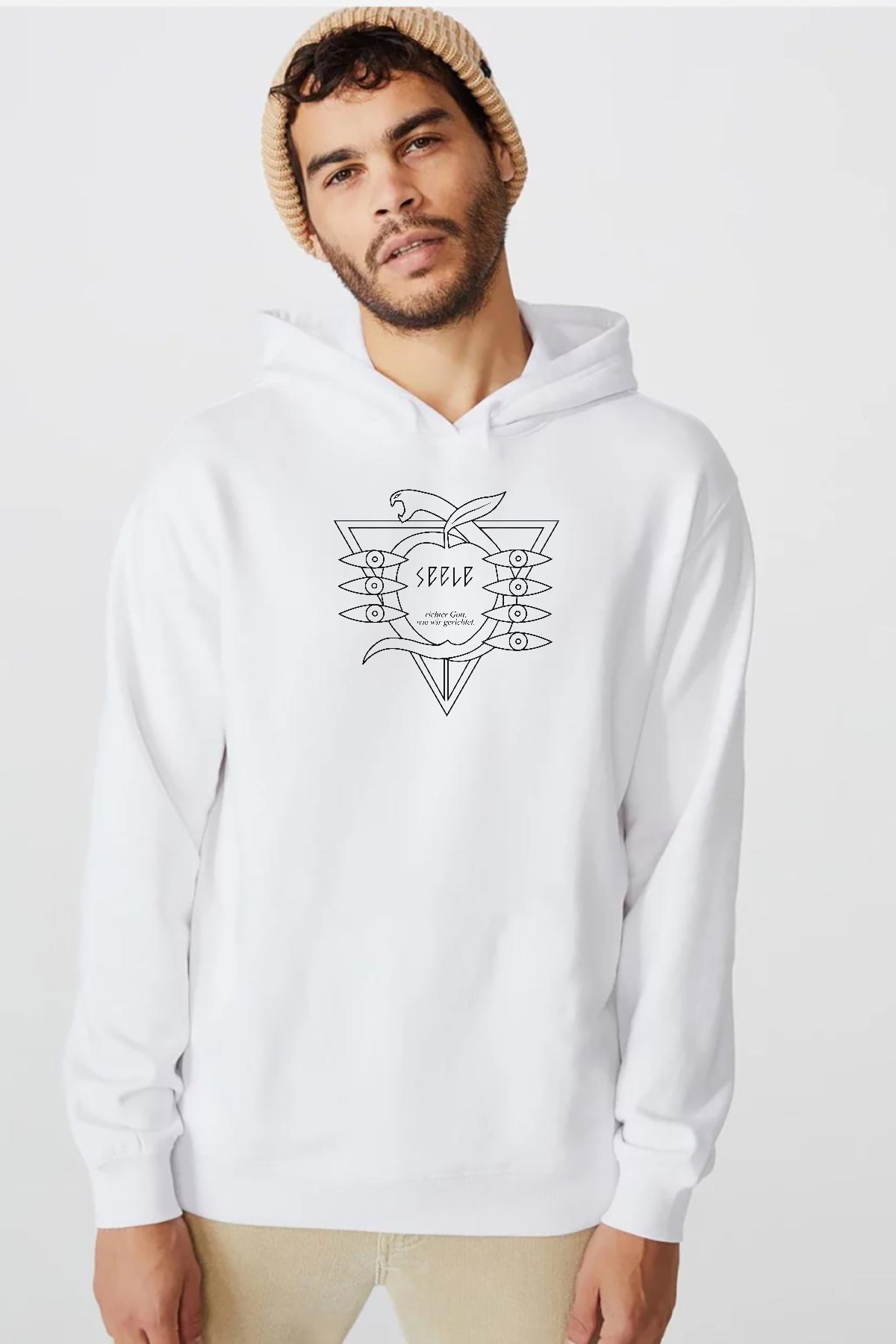 Neon Genesis Evangelion Seele Logo Beyaz Erkek 3ip Kapşonlu  Sweatshirt