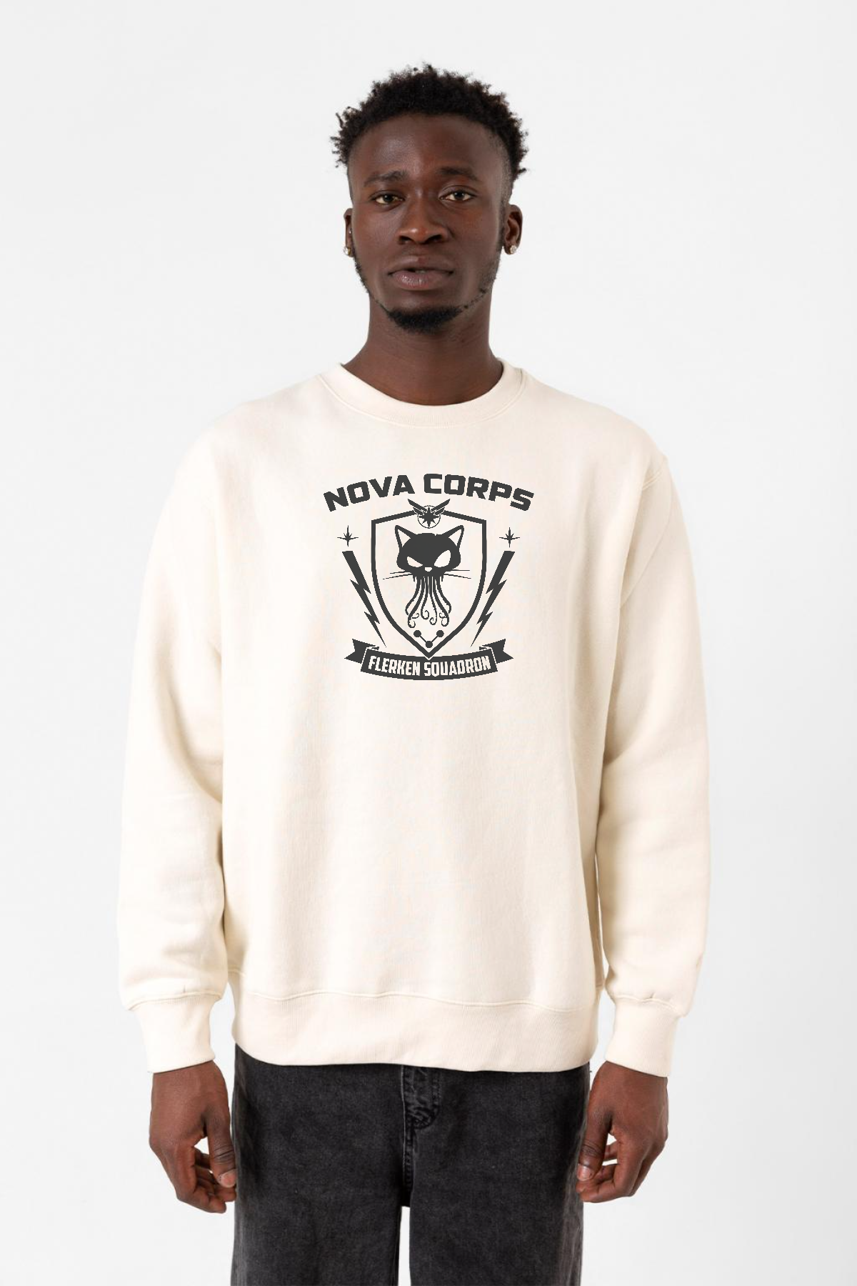 Nova Corps Flerken Squadron Ekru Erkek 2ip Sweatshirt