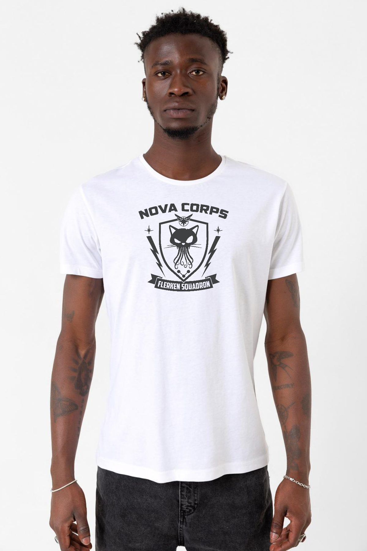 Nova Corps Flerken Squadron Beyaz Erkek Bisikletyaka Tshirt