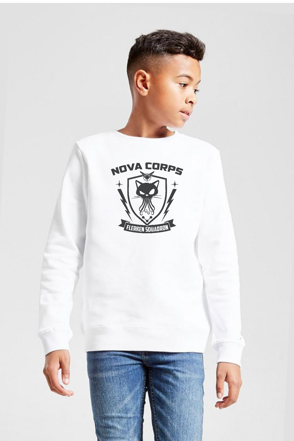 Nova Corps Flerken Squadron Beyaz Çocuk 2ip Sweatshirt