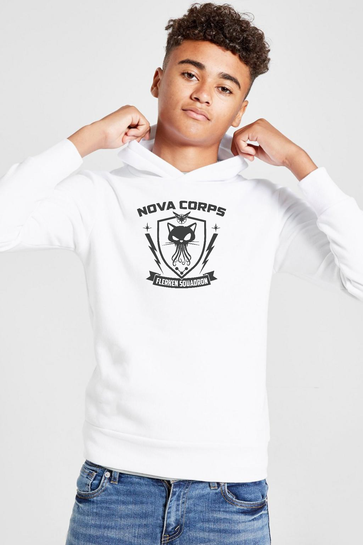 Nova Corps Flerken Squadron Beyaz Çocuk 3ip Kapşonlu  Sweatshirt