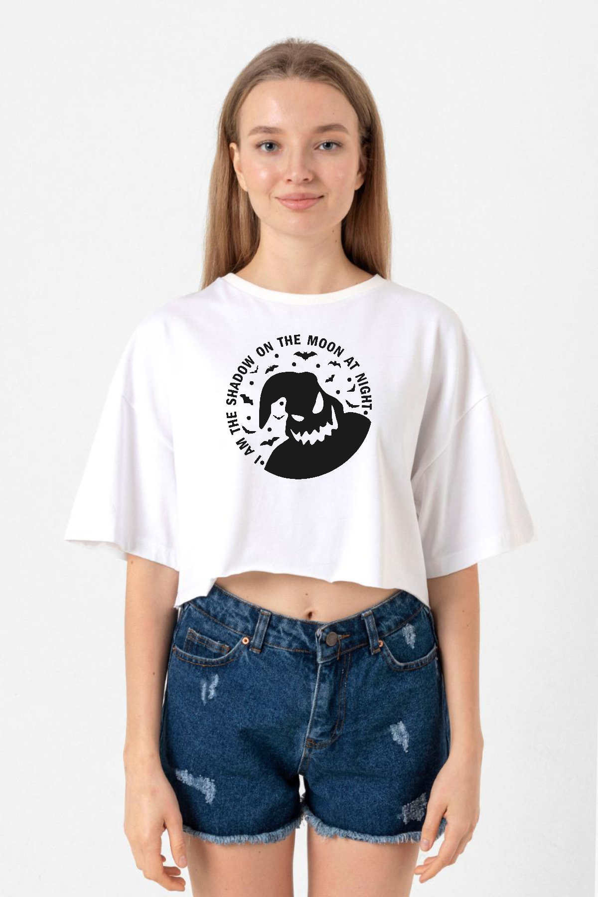 Oogie Boogie Beyaz Kadın Crop Tshirt