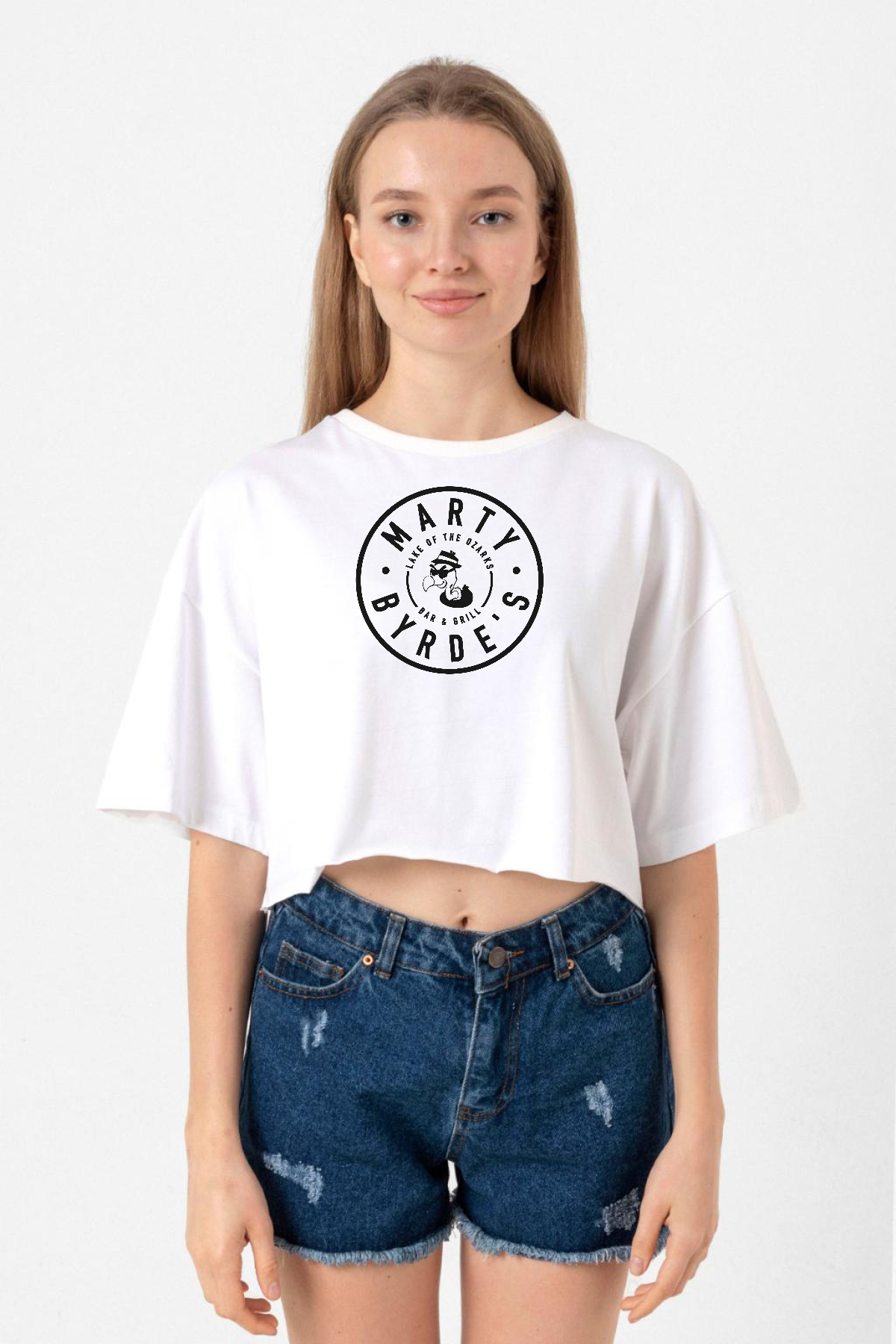 Ozark Marty Byrdes Logo Beyaz Kadın Crop Tshirt