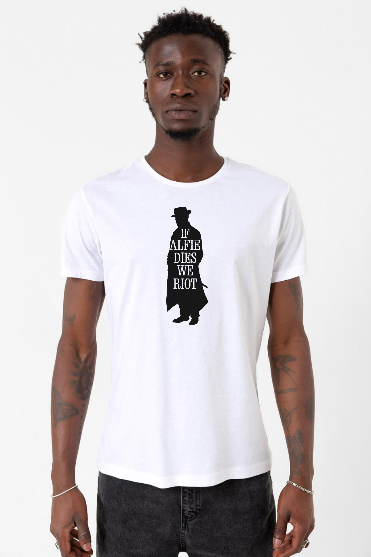 Peaky Blinders Alfie Dies Halloween Beyaz Erkek Bisikletyaka Tshirt