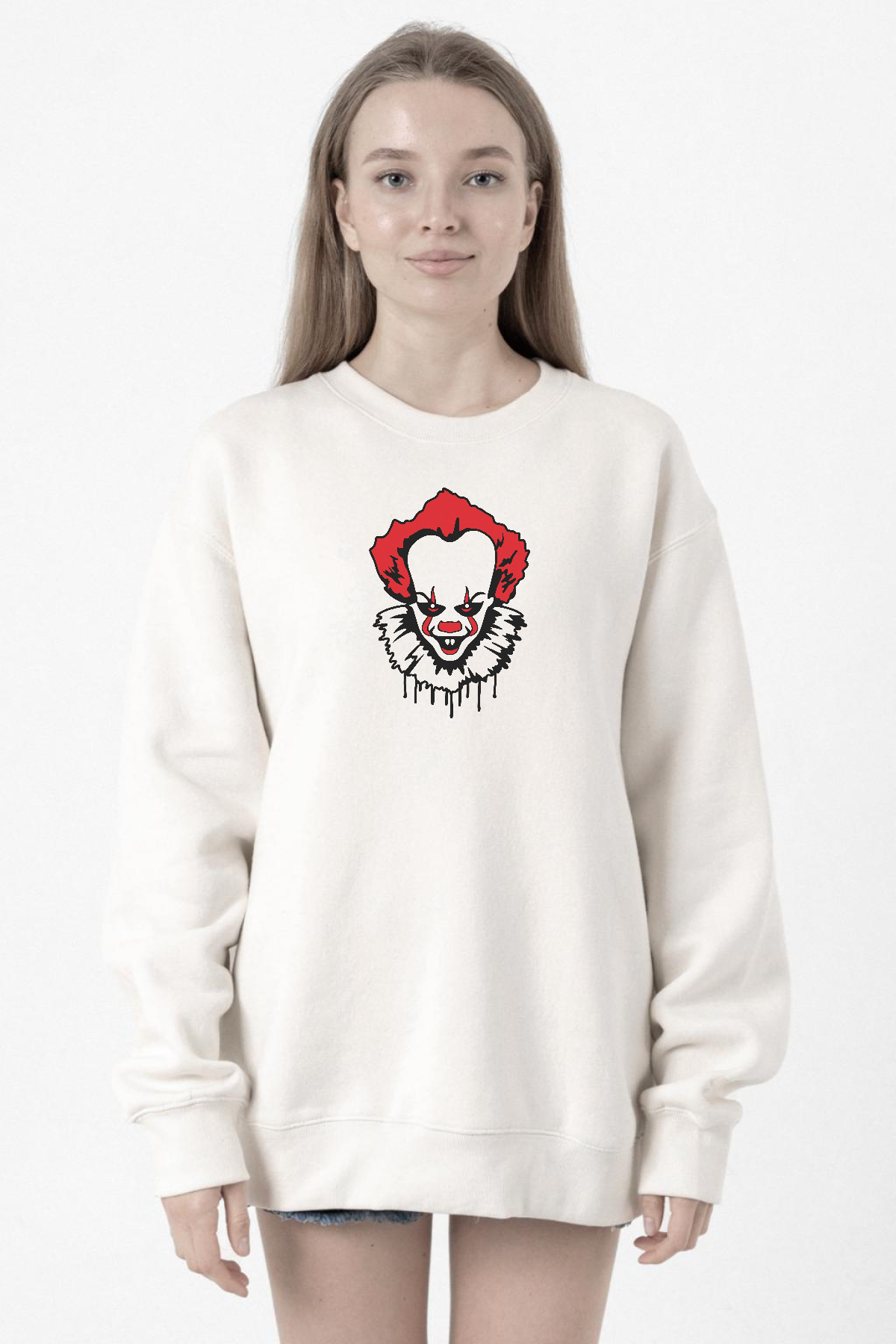 Pennywise Face Beyaz Kadın 2ip Sweatshirt