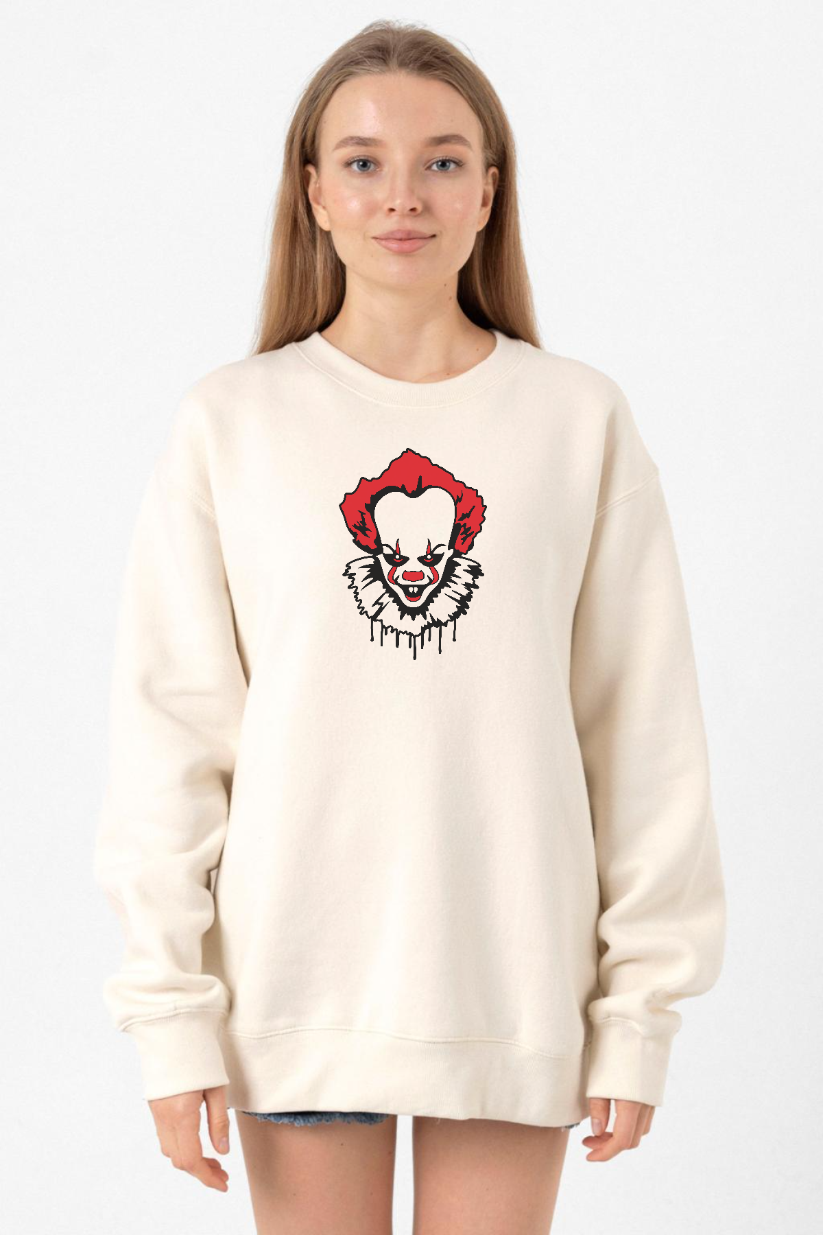 Pennywise Face Ekru Kadın 2ip Sweatshirt