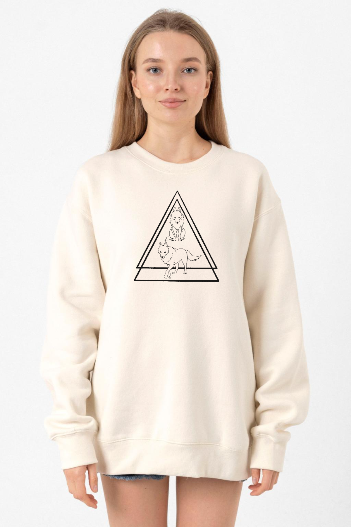 Princess Mononoke Wolves Ekru Kadın 2ip Sweatshirt