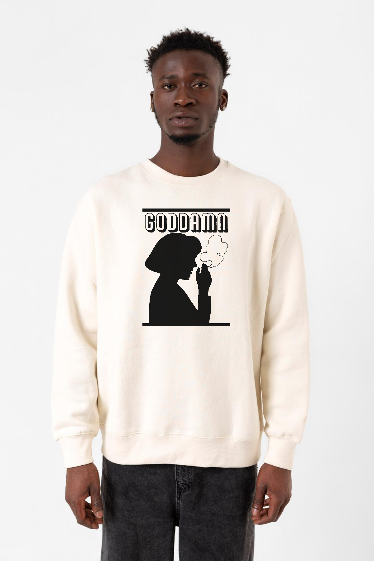 Pulp Fiction Mia Wallace Goddamn Ekru Erkek 2ip Sweatshirt