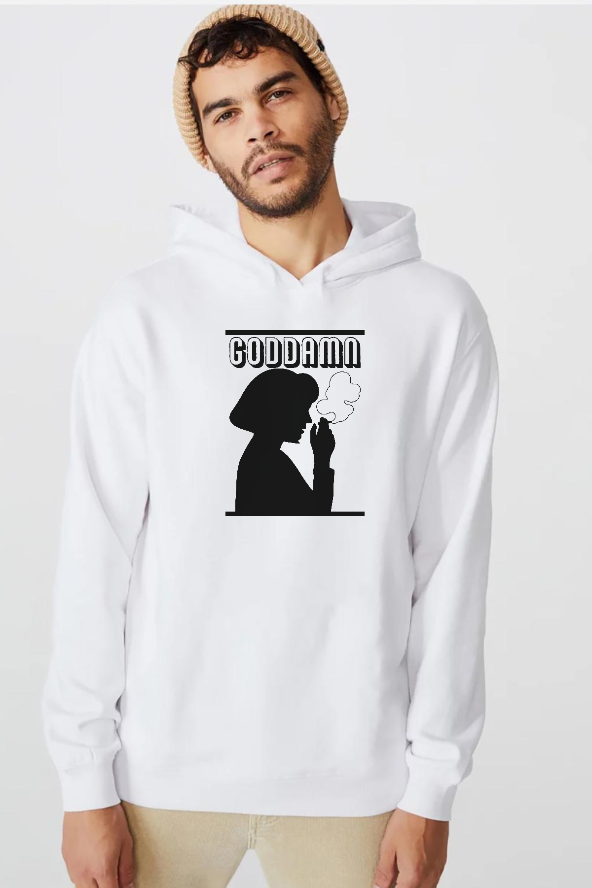 Pulp Fiction Mia Wallace Goddamn Beyaz Erkek 3ip Kapşonlu  Sweatshirt