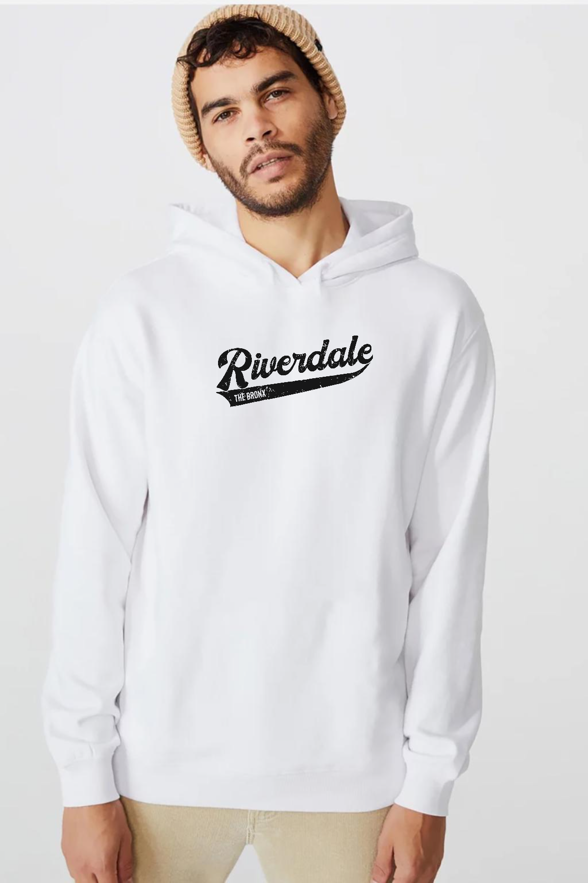 Riverdale Bronx New York City Beyaz Erkek 3ip Kapşonlu  Sweatshirt