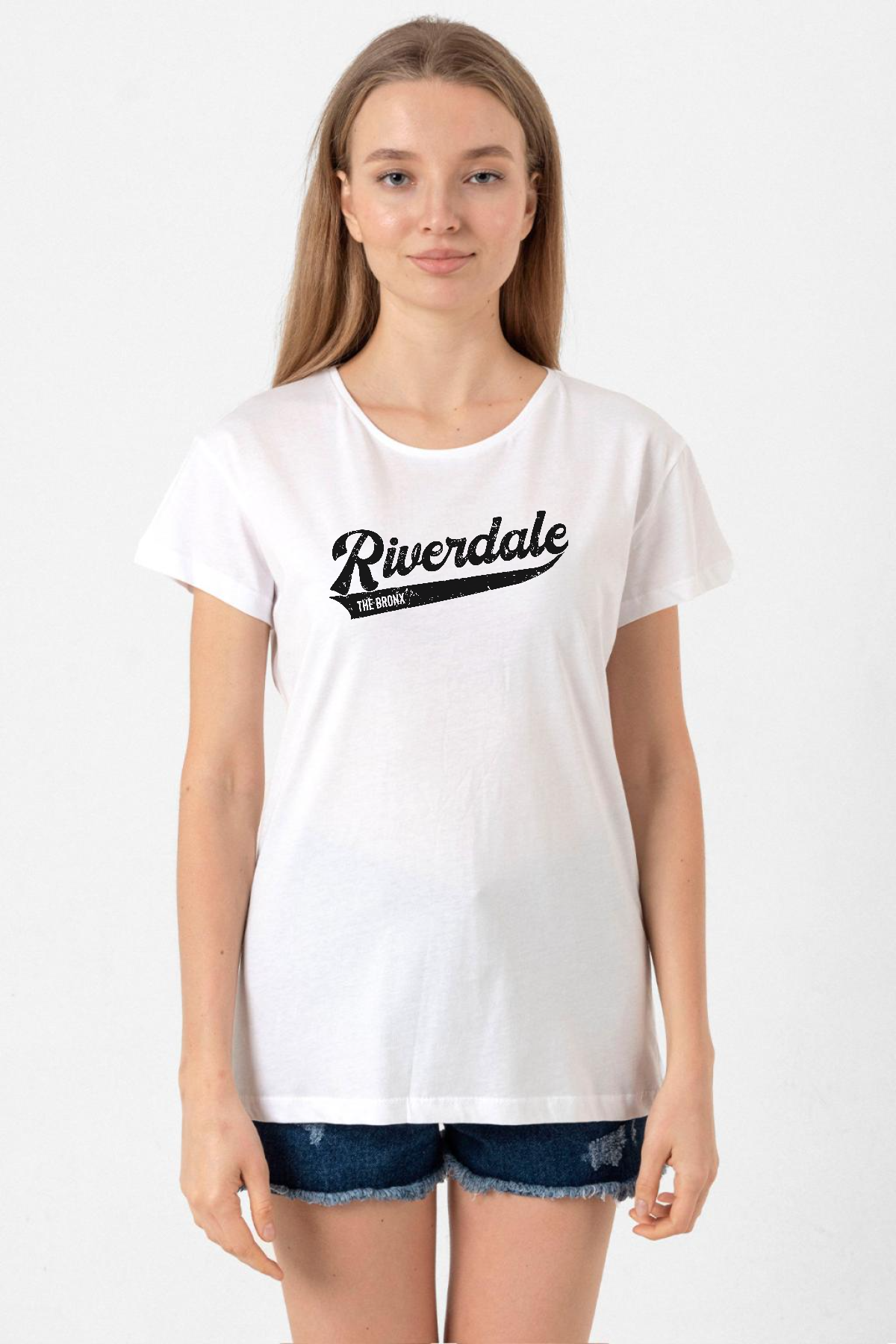 Riverdale Bronx New York City Beyaz Kadın Bisikletyaka Tshirt