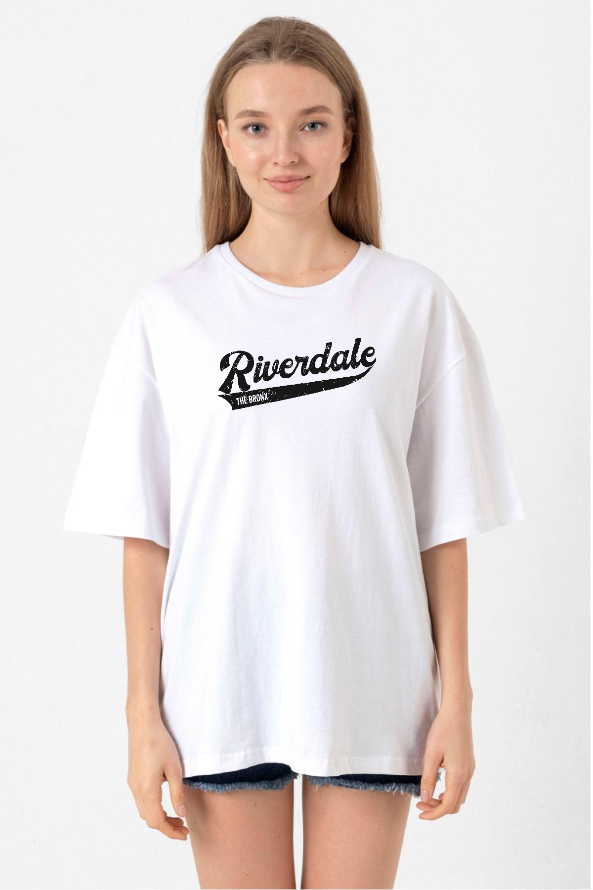Riverdale Bronx New York City Beyaz Kadın Oversize Tshirt