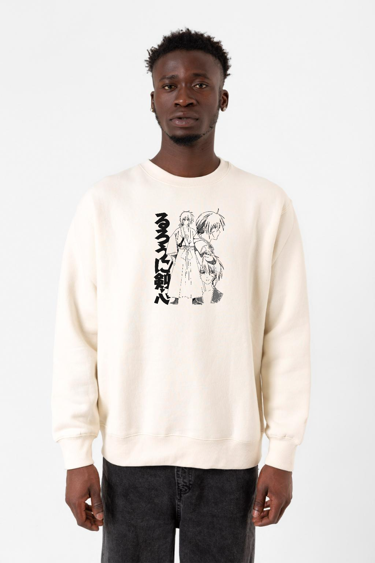 Rurouni Kenshin Black White Art Ekru Erkek 2ip Sweatshirt