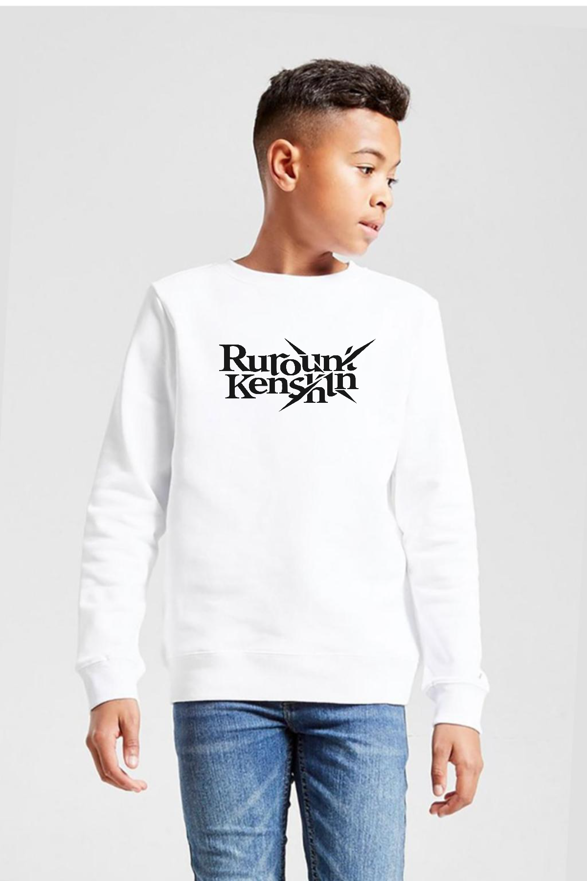 Rurouni Kenshin Letter Logo Beyaz Çocuk 2ip Sweatshirt