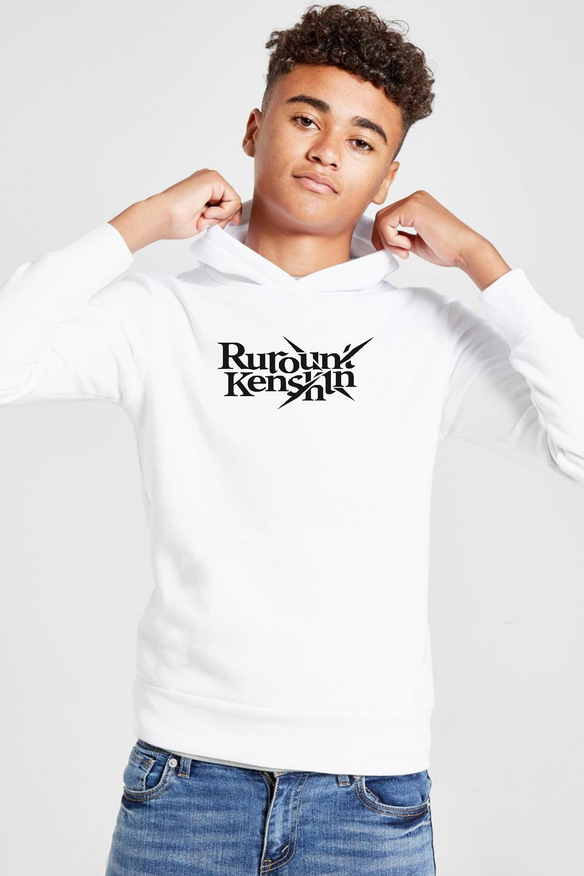 Rurouni Kenshin Letter Logo Beyaz Çocuk 3ip Kapşonlu  Sweatshirt