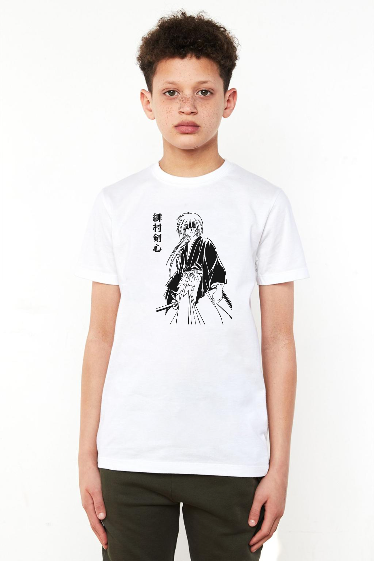 Rurouni Kenshin Poster Japan Beyaz Çocuk Bisikletyaka Tshirt