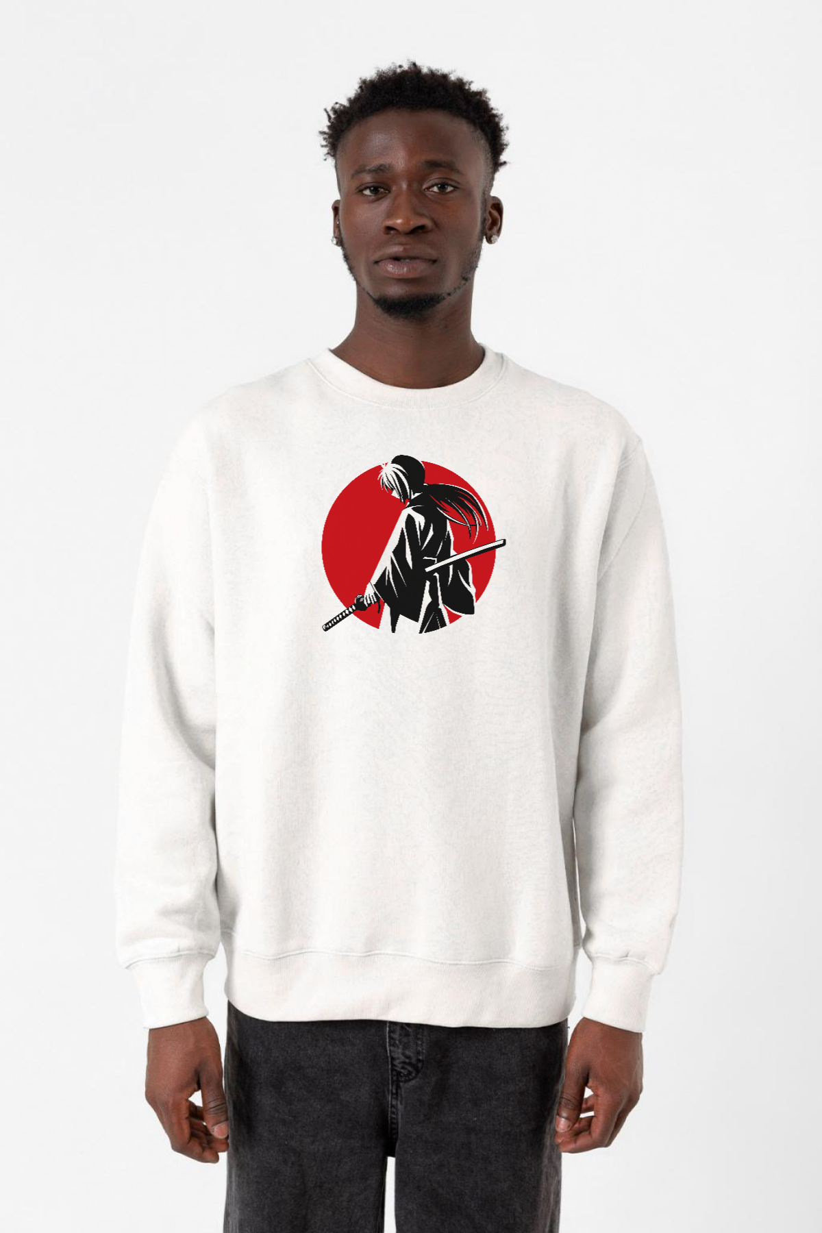 Rurouni Kenshin Samurai Logo Minimal Beyaz Erkek 2ip Sweatshirt