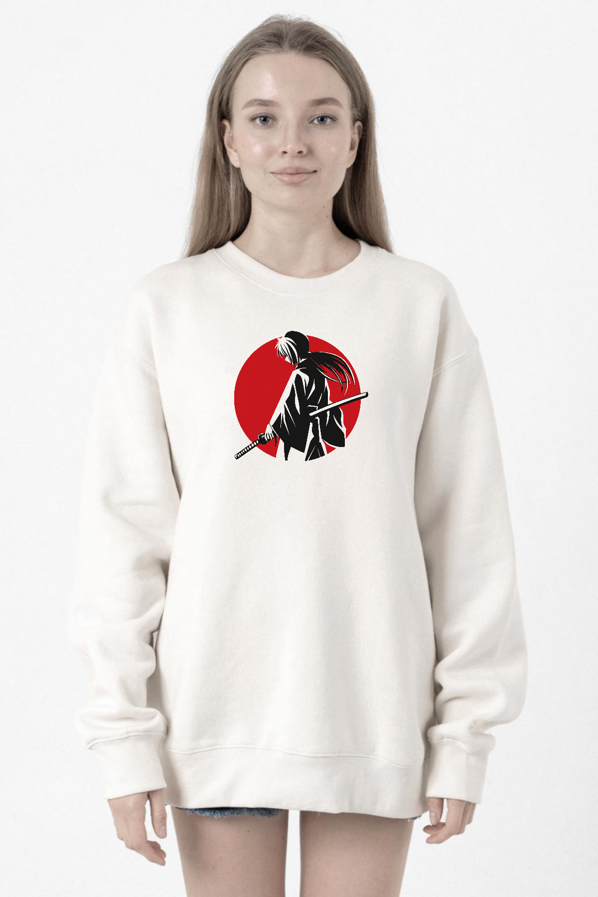 Rurouni Kenshin Samurai Logo Beyaz Kadın 2ip Sweatshirt