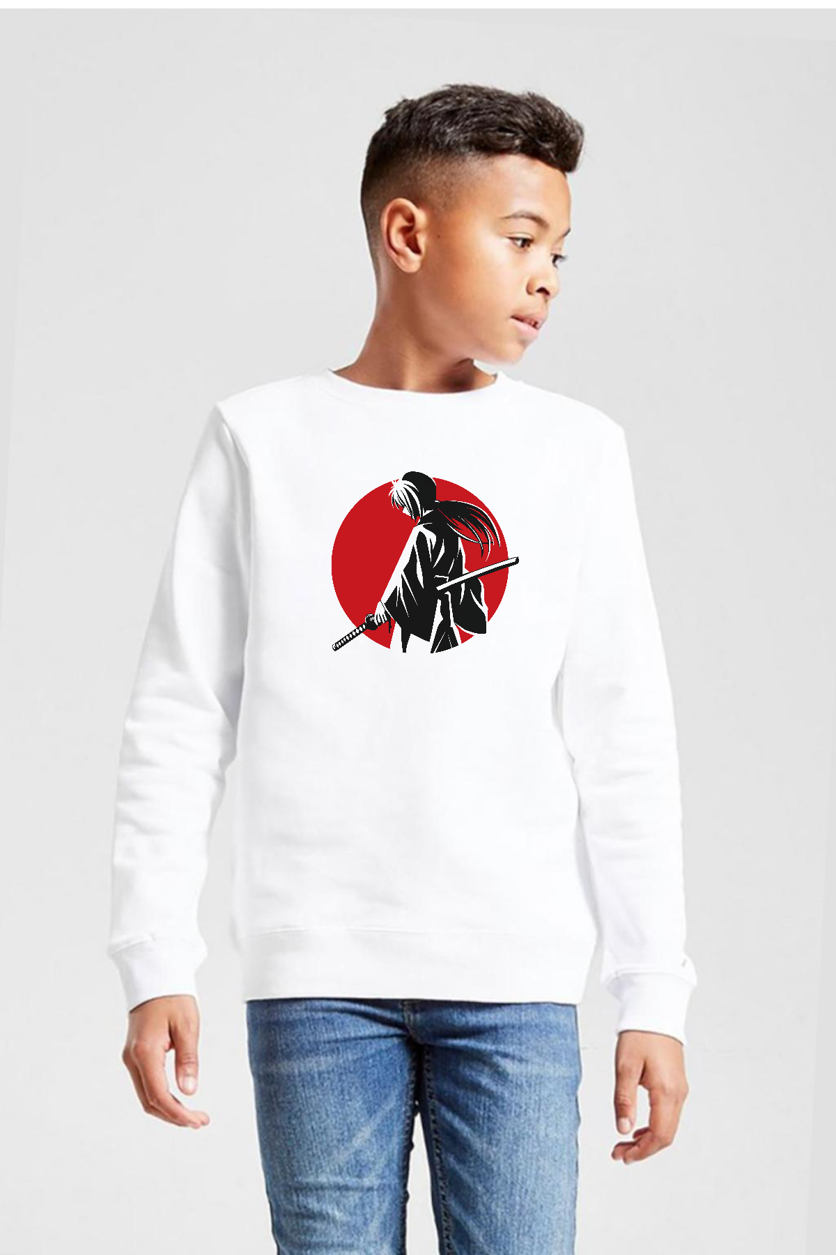 Rurouni Kenshin Samurai Logo Beyaz Çocuk 2ip Sweatshirt