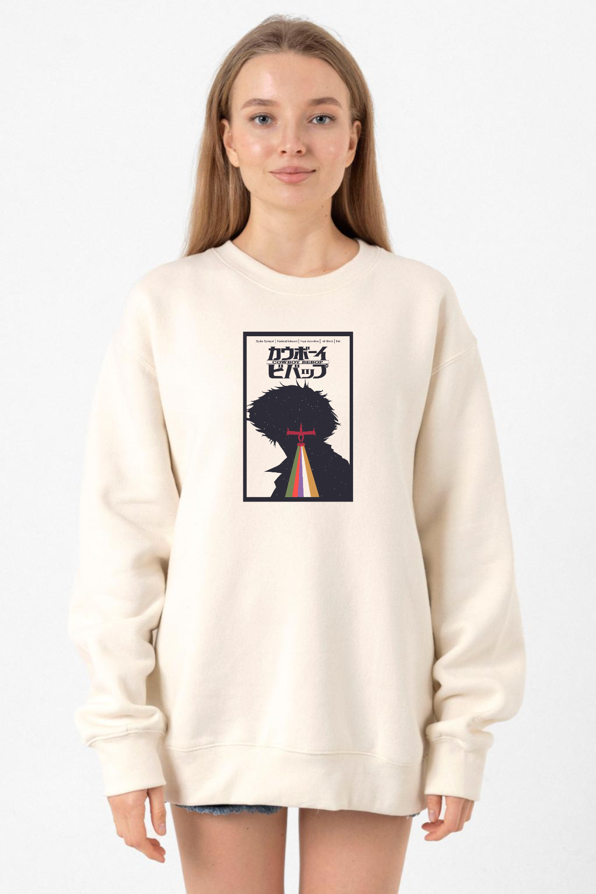 See You In Space Cowboys Minimalist Anime Poster Ekru Kadın 2ip Sweatshirt