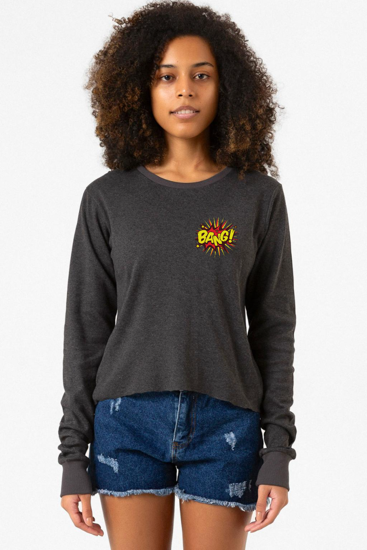 Big Bang Theory Bang Logo Füme Ekstra Uzunkol Sweatshirt