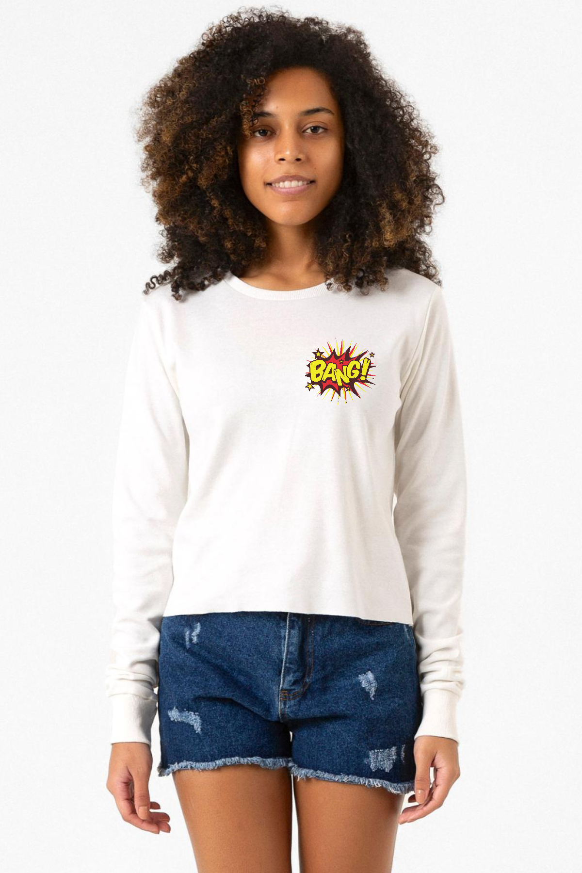 Big Bang Theory Bang Logo Ekstra Uzunkol Sweatshirt Ekru