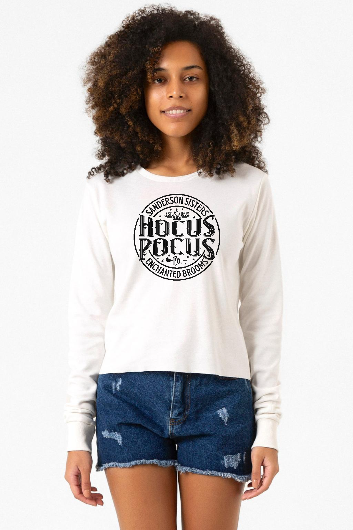 Hocus Pocus Sanderson Sisters Ekstra Uzunkol Sweatshirt Ekru