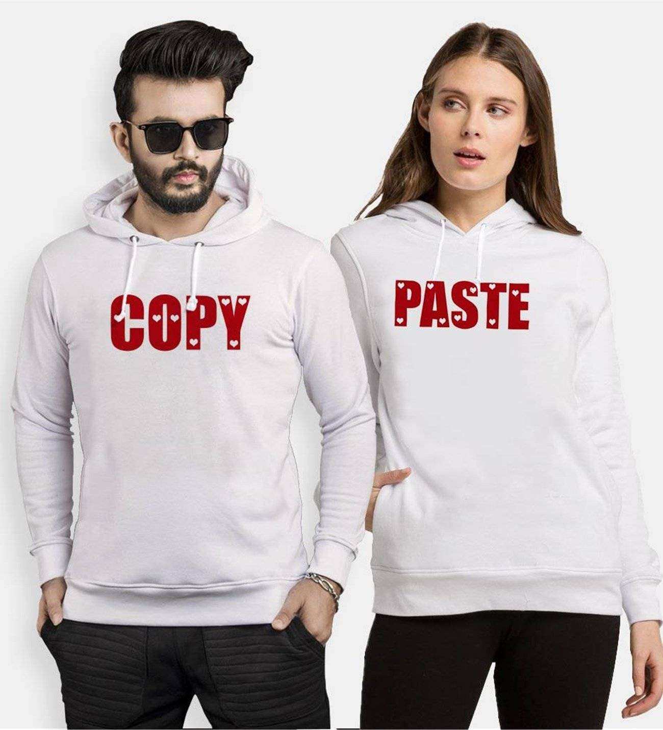 Tshirthane Copy Paste Kopyala Yapıştır Sevgili Kombinleri Kapüşonlu Çift Kombini