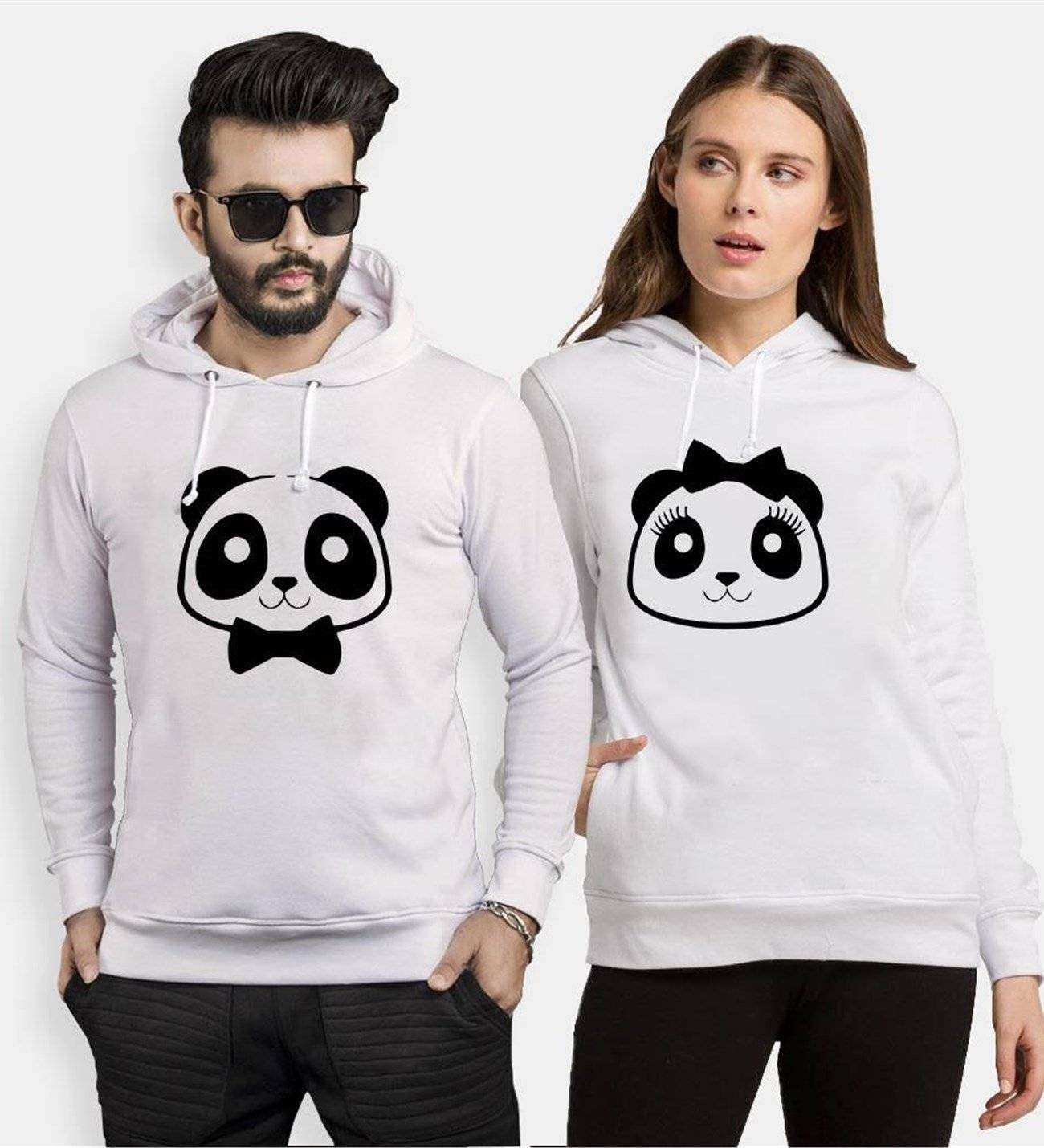 Tshirthane Panda Kurdele Papyon Sevgili Kombinleri Kapüşonlu Çift Kombini