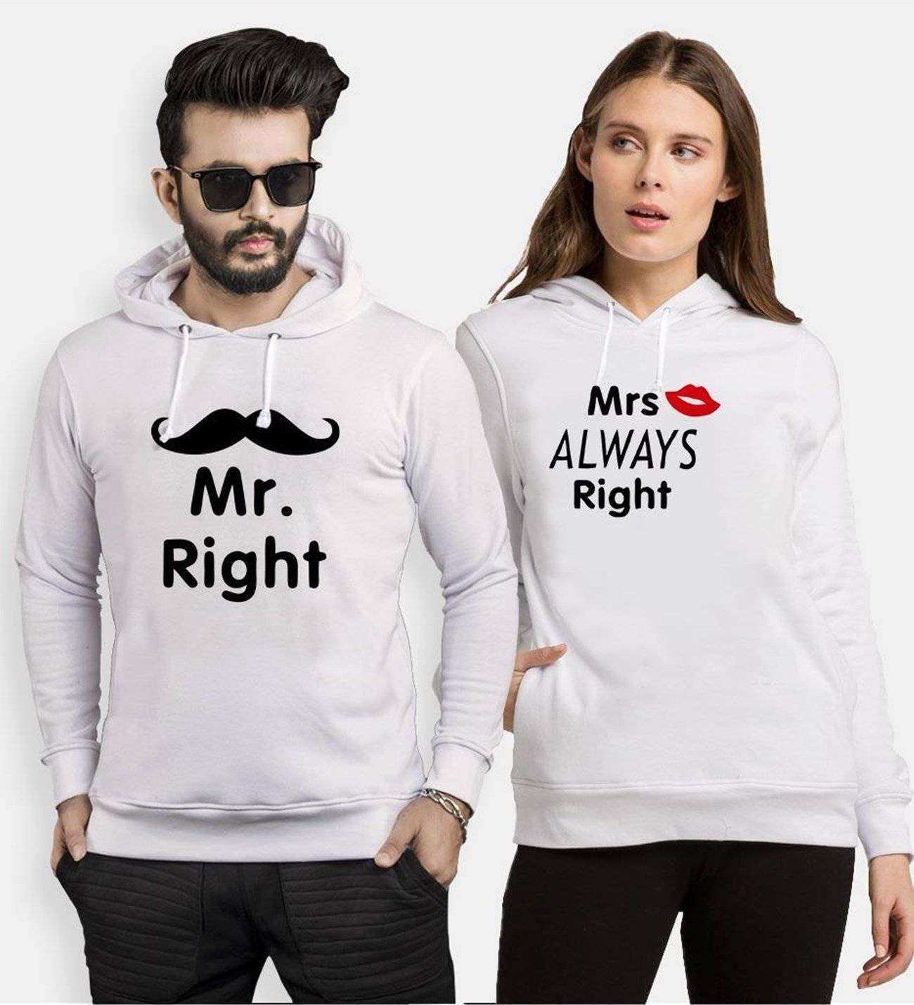 Tshirthane Mr. Mrs. Fare  Sevgili Kombinleri Kapüşonlu Çift Kombini