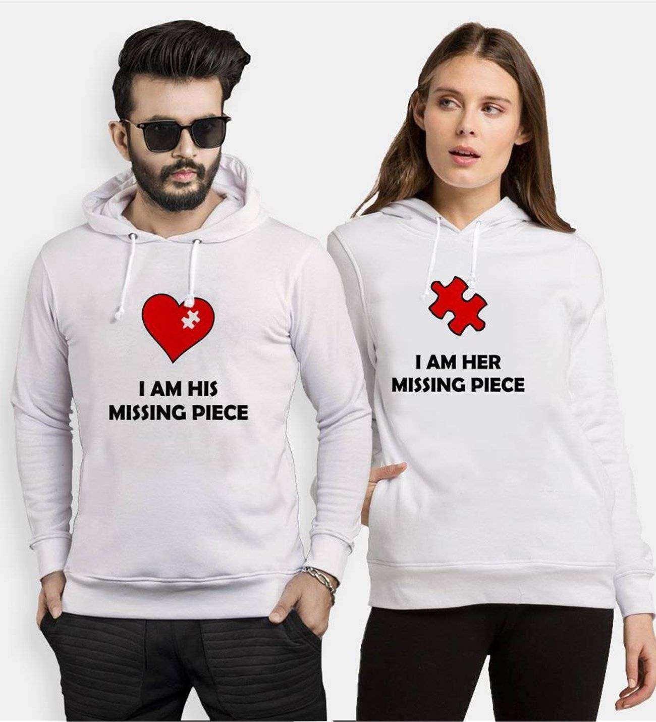 Tshirthane Missing Piece  Sevgili Kombinleri Kapüşonlu Çift Kombini