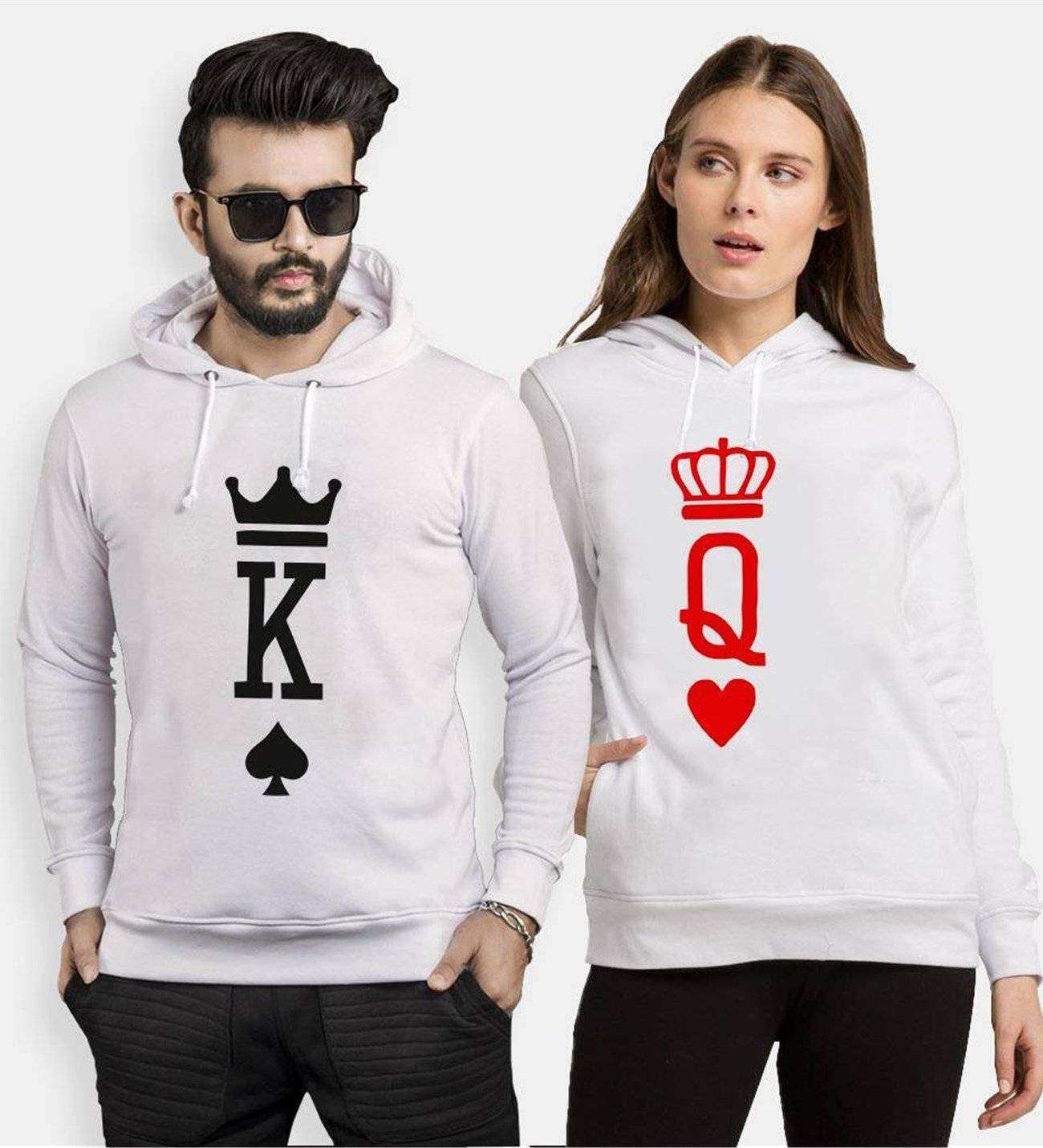 Tshirthane K Q King Queen Sevgili Kombinleri Kapüşonlu Çift Kombini