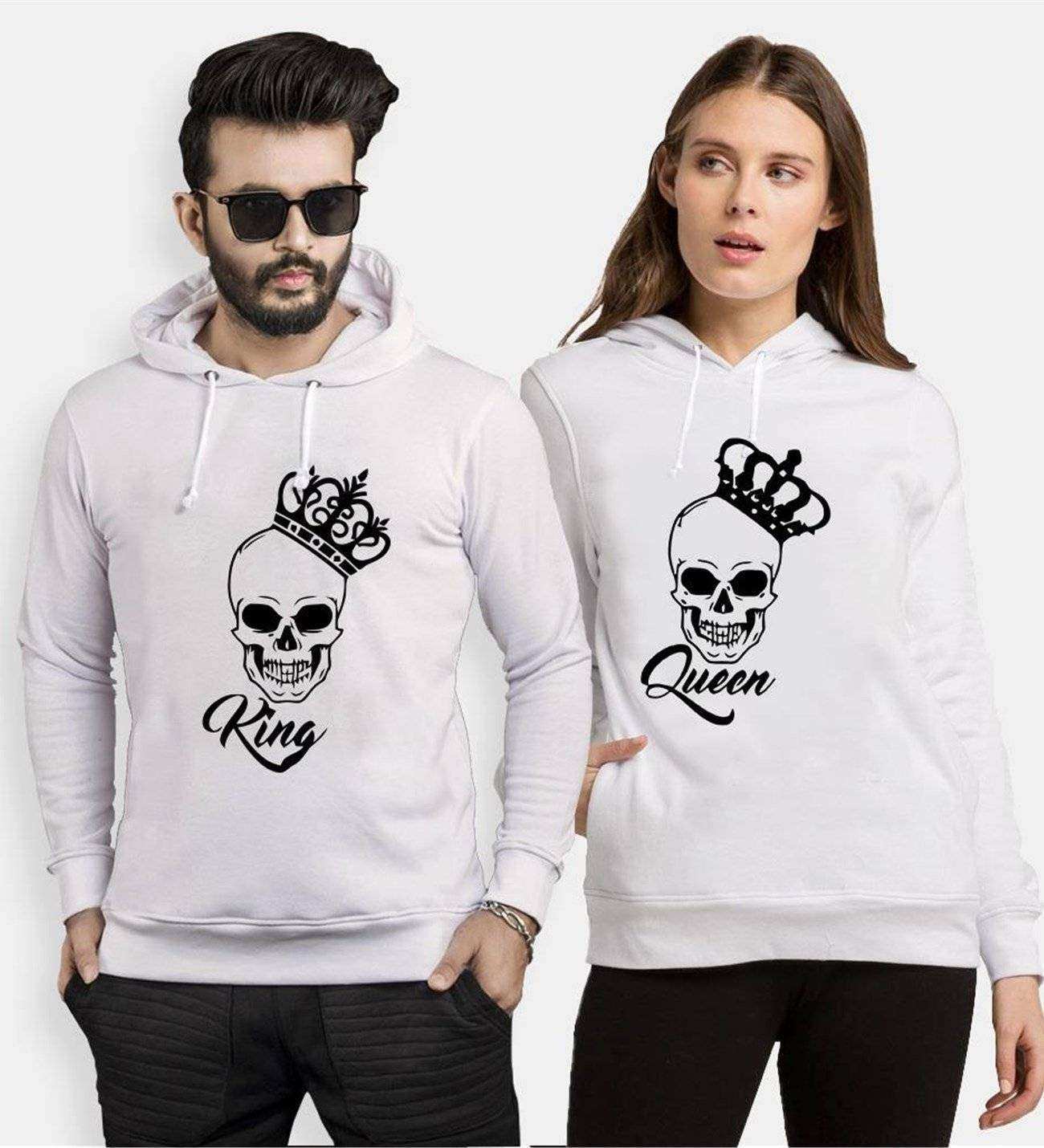 Tshirthane King Queen Kurukafa Sevgili Kombinleri Kapüşonlu Çift Kombini