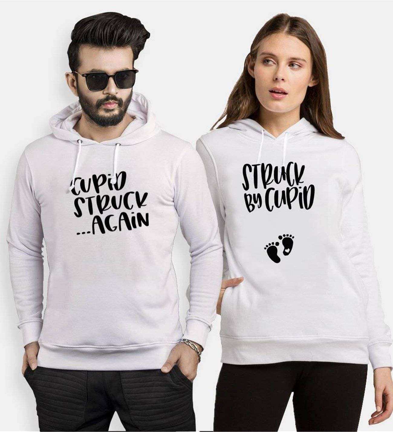 Tshirthane Cupid Struck Agin Sevgili Kombinleri Kapüşonlu Çift Kombini