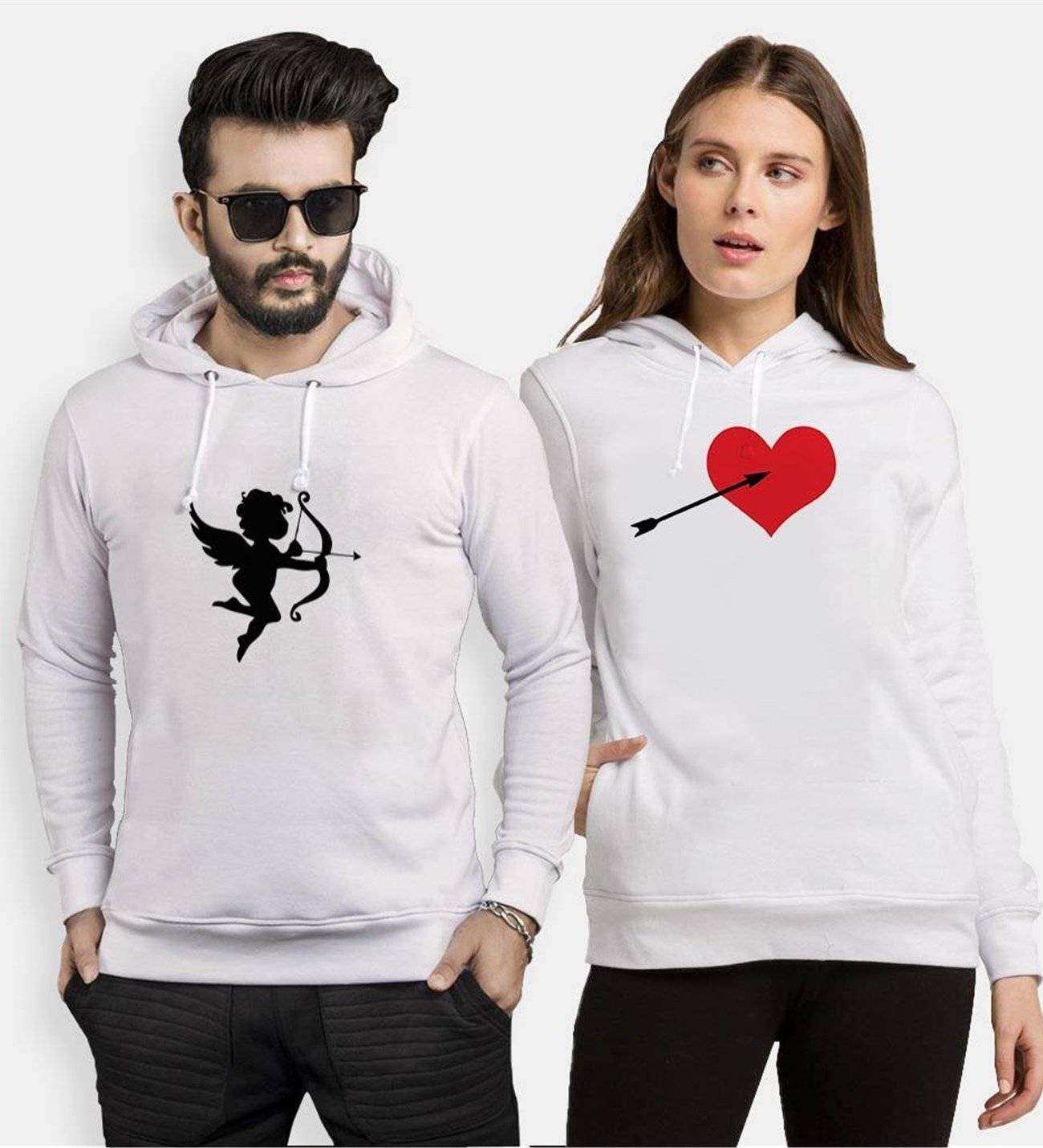 Tshirthane Cupid Heart Sevgili Kombinleri Kapüşonlu Çift Kombini