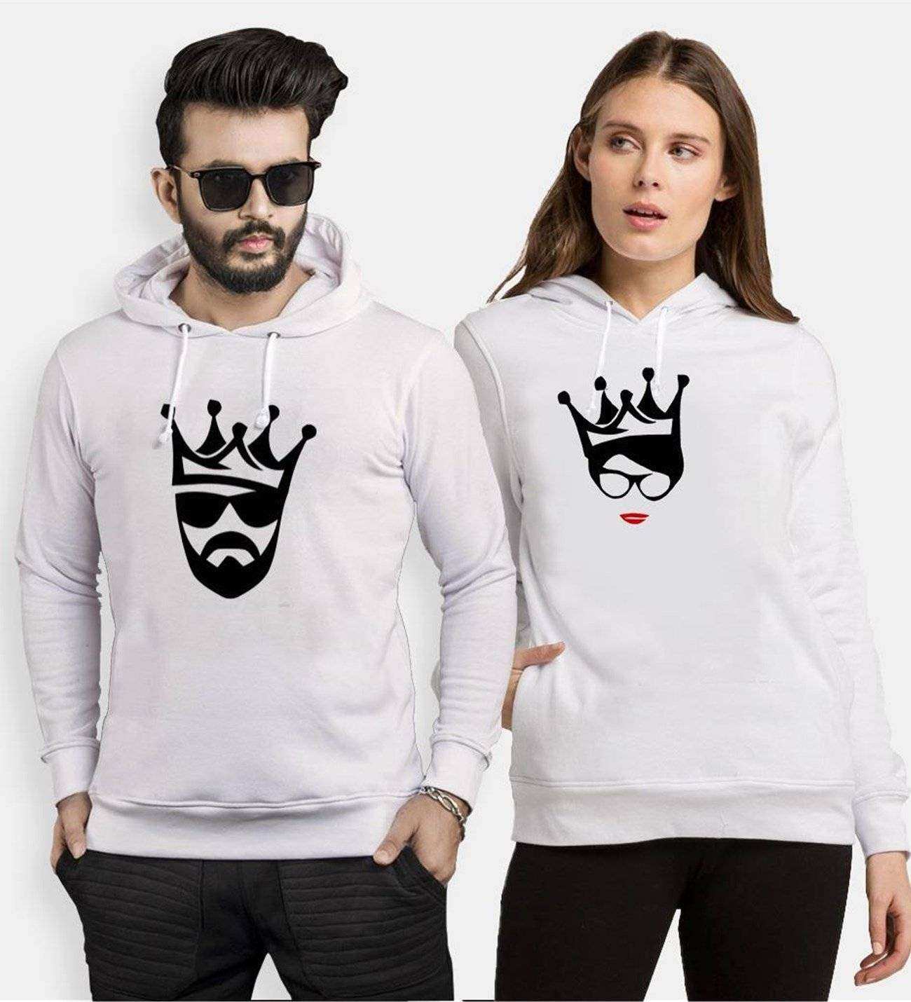 Tshirthane Cool King Queen Sevgili Kombinleri Kapüşonlu Çift Kombini