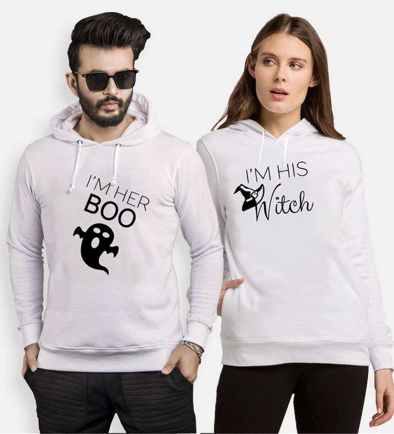 Tshirthane Boo Witch Sevgili Kombinleri Kapüşonlu Çift Kombini