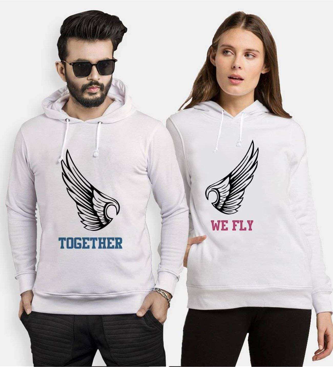 Tshirthane Together We Fly  Sevgili Kombinleri Kapüşonlu Çift Kombini