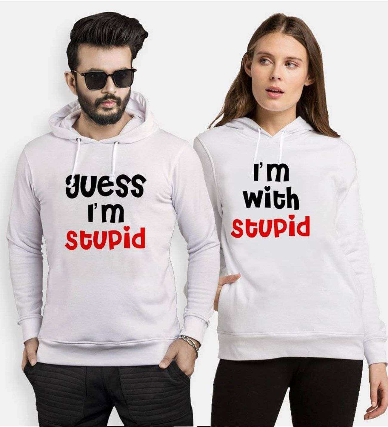 Tshirthane Stupid  Sevgili Kombinleri Kapüşonlu Çift Kombini