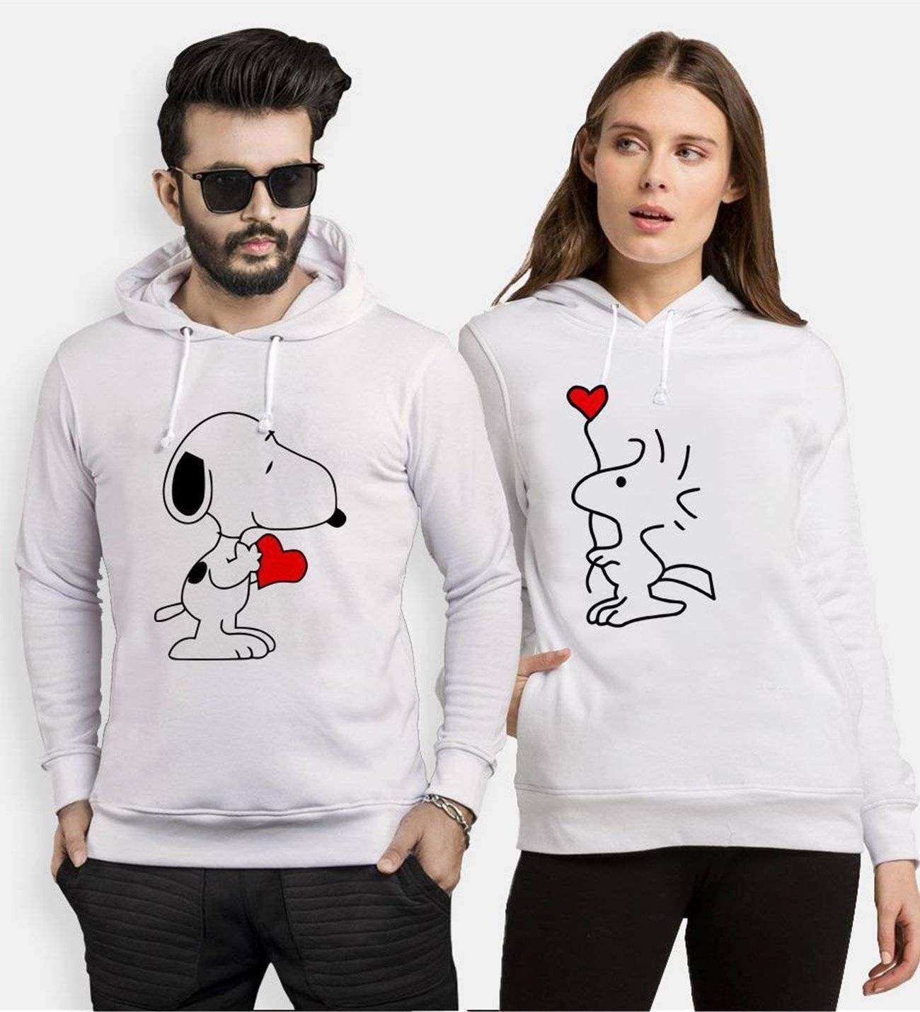 Tshirthane Snoopy Love Sevgili Kombinleri Kapüşonlu Çift Kombini